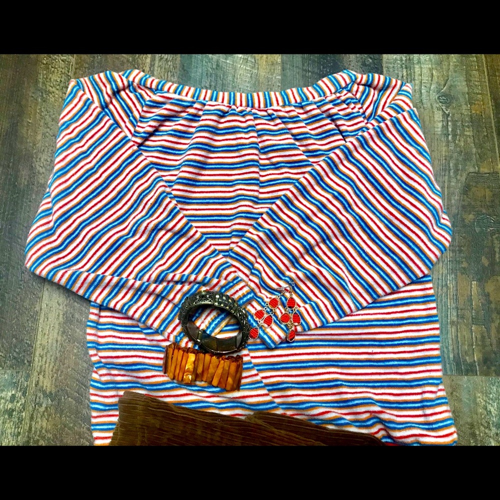 Vintage terry cloth boatneck 3/4 top
